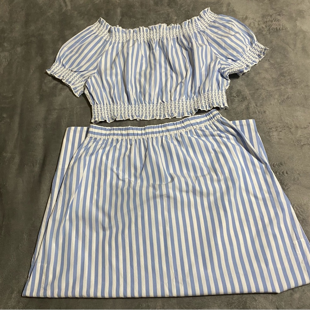 J. Crew Blue and White Striped Set